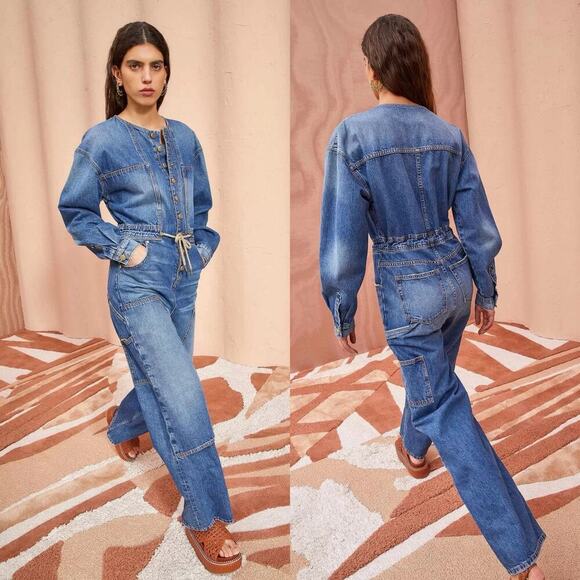 Ulla Johnson The Stevie Demin Jumpsuit Danube Medium Indigo Wash Size P/XS - Picture 11 of 11